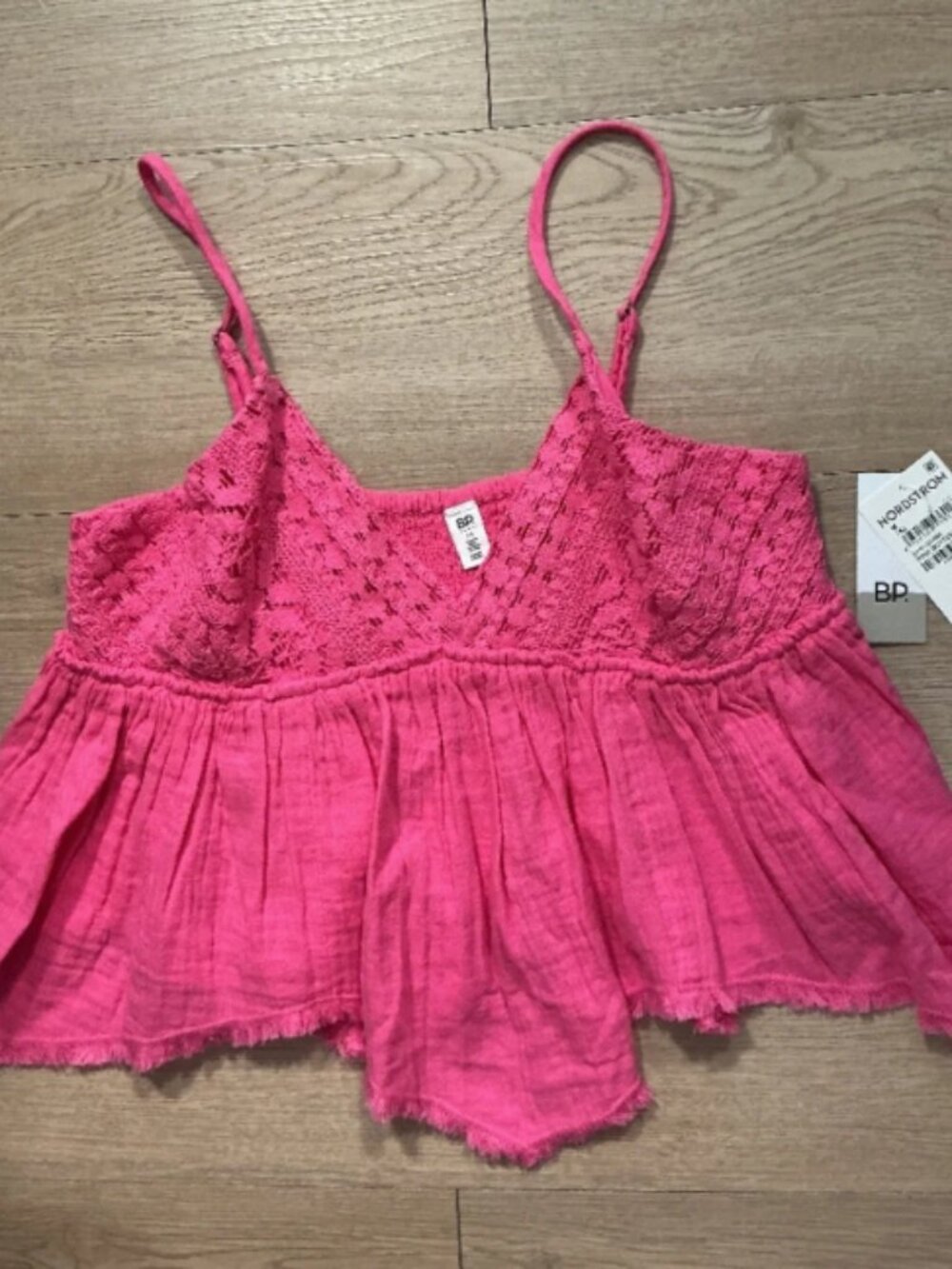 BP Nordstrom Cochet Cotton Gause Pink Baby Doll Top, ($39.50) NWT